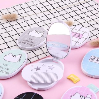 Gương mini cầm tay Hàn Quốc dễ thương - Tặng kèm lược