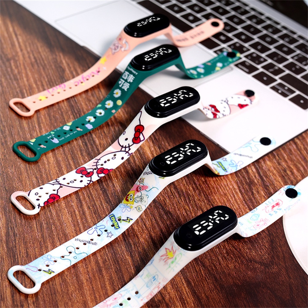 Còn Hàng Kỹ Thuật Số Đèn Led Đồng Hồ Unisex Phong Cách Mới Đồng Hồ Led Chống Thấm Nước In Hình Hoạt Hình Dây Đeo Trẻ Em Sinh Viên Điện Tử Đơn Giản Vòng Tay Thể Thao cá Tuyết