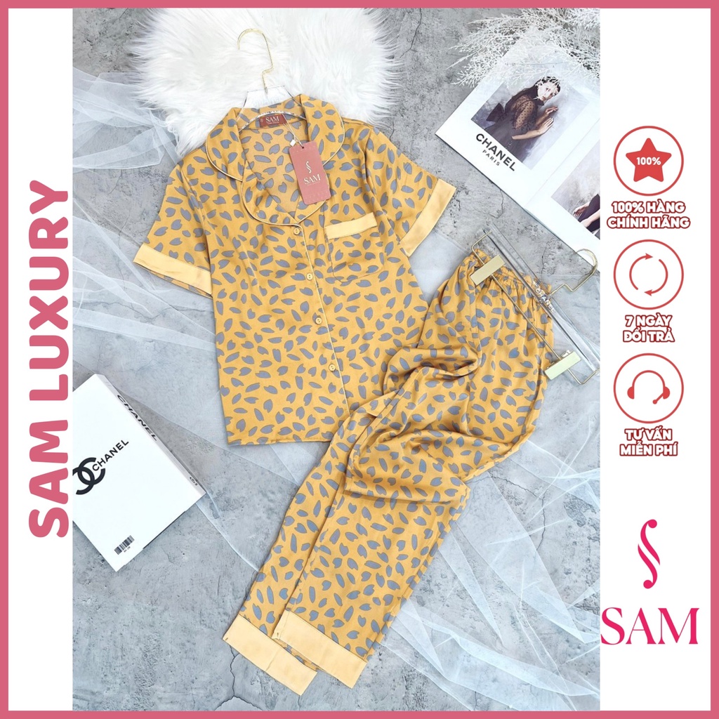 Bộ đồ ngủ nữ Sam luxury dáng pijama áo cộc quần dài chất liệu lụa cao cấp