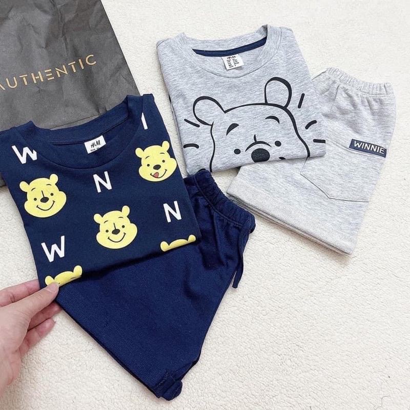 Set 2 bộ cotton bé trai, bộ gấu Pull cho bé, bộ Mickey nhí, combo 2 bộ gấu cho bé