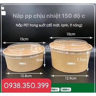Tô giấy salad cao cấp đựng thức ăn  kèm năp 750ml 1000ml