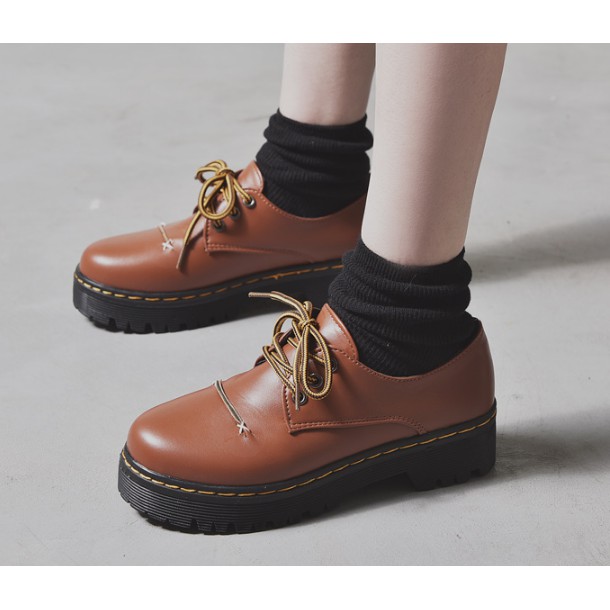 Giày da nữ mũi tròn buộc dây cực đẹp (có ảnh thật cuối) | BigBuy360 - bigbuy360.vn
