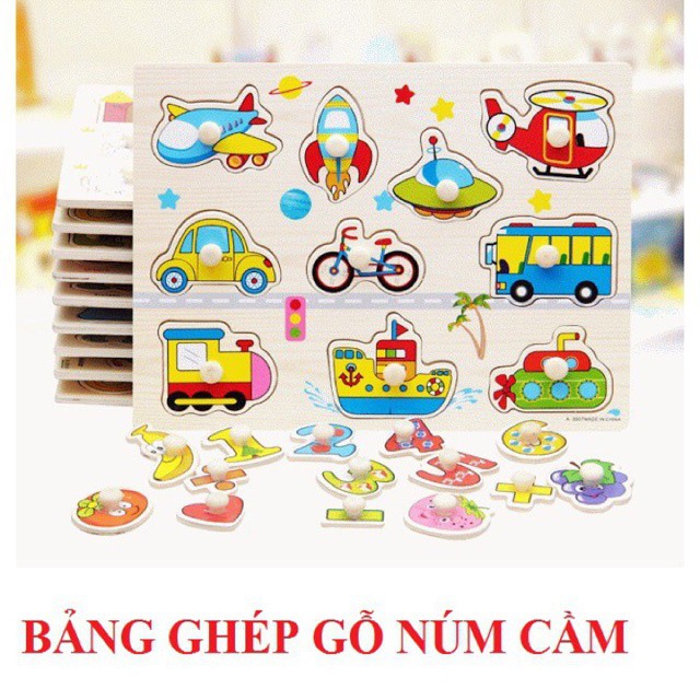 Bảng Gỗ Ghép Hình Thông Minh có Núm Cho Bé