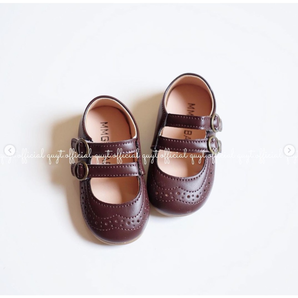 [Có sẵn/ ảnh tự chụp] Giày búp bê da 2 quai dán dáng cổ điển tiệm nhà Quýt
