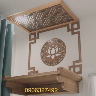 Trang trí bàn thờ phật bà quan âm bằng bộ dán bông sen đẹp