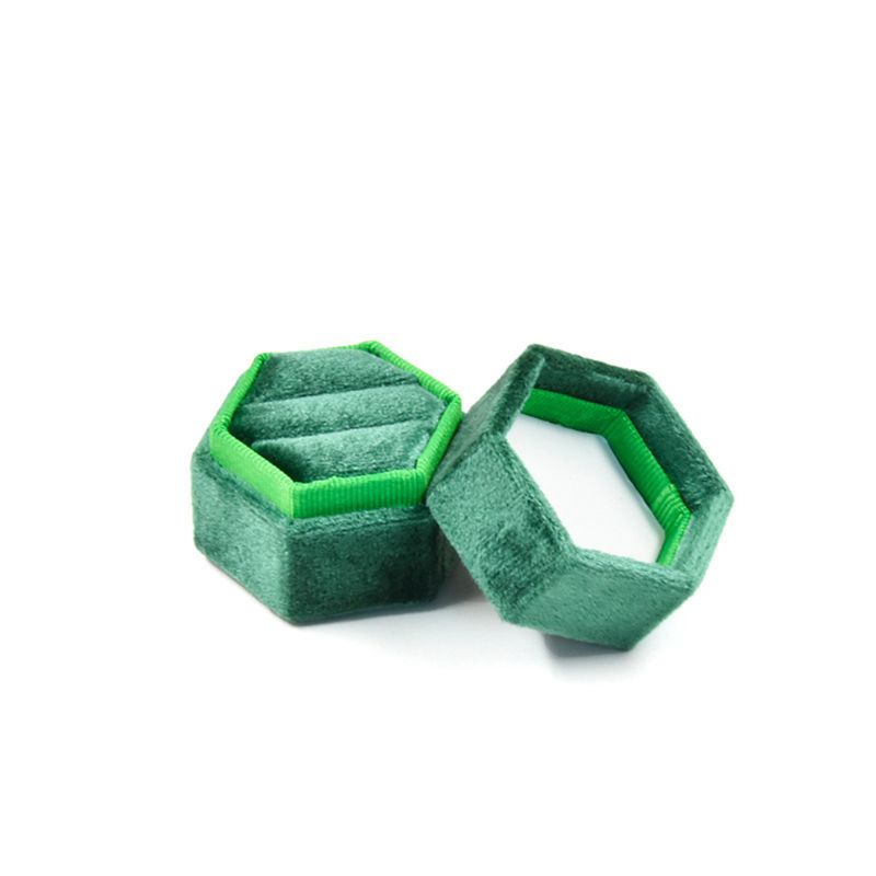 Hộp Đựng Nhẫn Đính Hôn Hình Lục Giác Bằng Nhung Có Nắp Tháo Rời Được