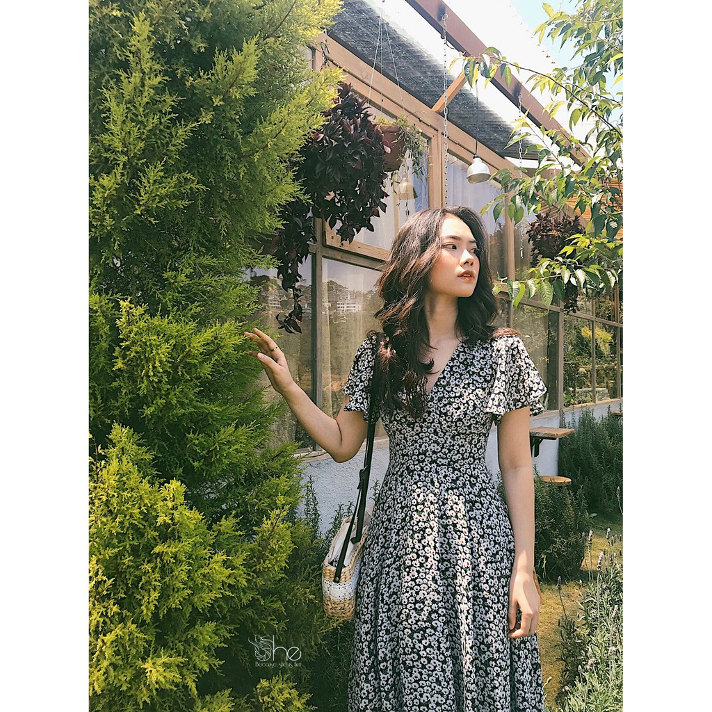 Alex Dress- Đầm hoa maxi cổ V tay tiên - SDX80 | BigBuy360 - bigbuy360.vn