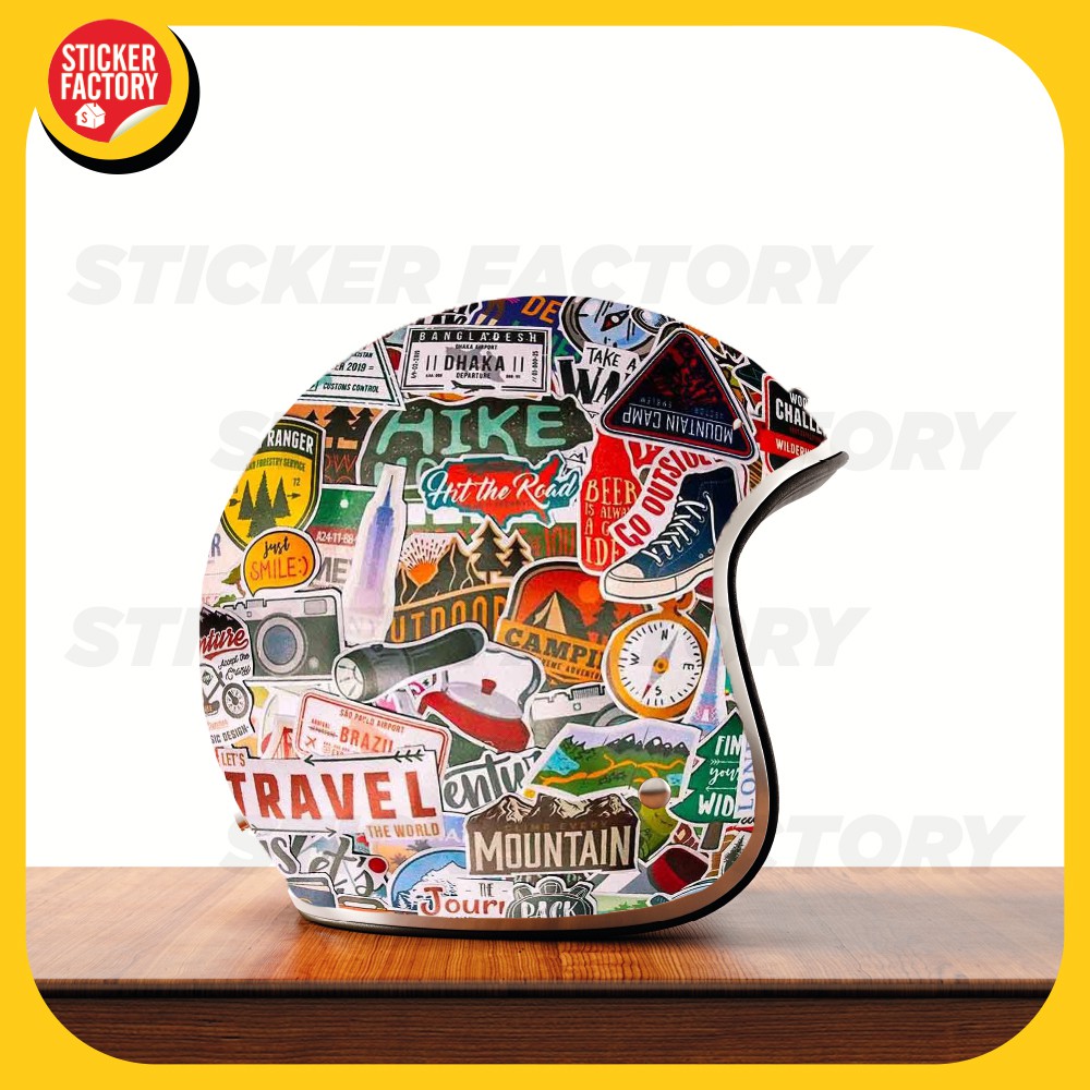 Travel - hộp set 100 sticker decal hình dán nón bảo hiểm , laptop, xe máy, ô tô - STICKER FACTORY