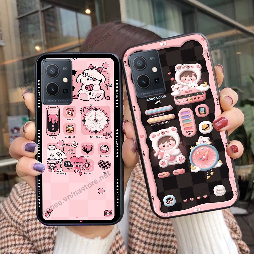 Ốp lưng Vivo Y55 4G - Y55 2022 gấu, đồng hồ dễ thương cute giá rẻ