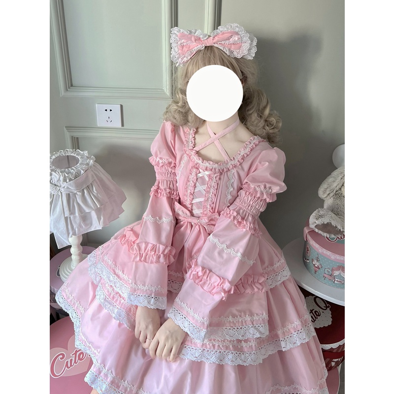 Váy Lolita OP Rococo Tay ngắn có thể tháo rời