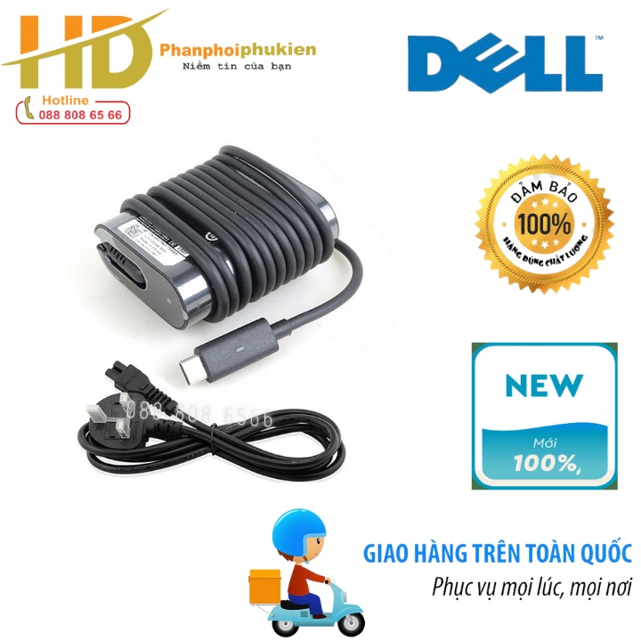 Sạc dành cho Laptop Dell XPS 13 9365 Adapter 19.5V-3.34A Type-C