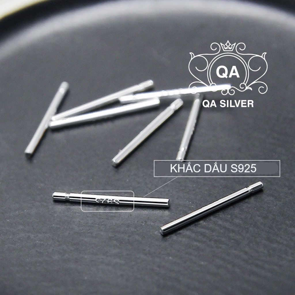 Bông tai bạc thanh giữ lỗ khuyên tai thẳng trơn phủ Platinum S925 BASIC Silver Earrings QA Silver EA200702