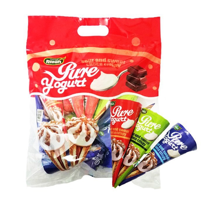 Bánh Ốc Quế Risen  Kem Yogurt Chocolate Túi 320g (14 chiếc x 22,8g)