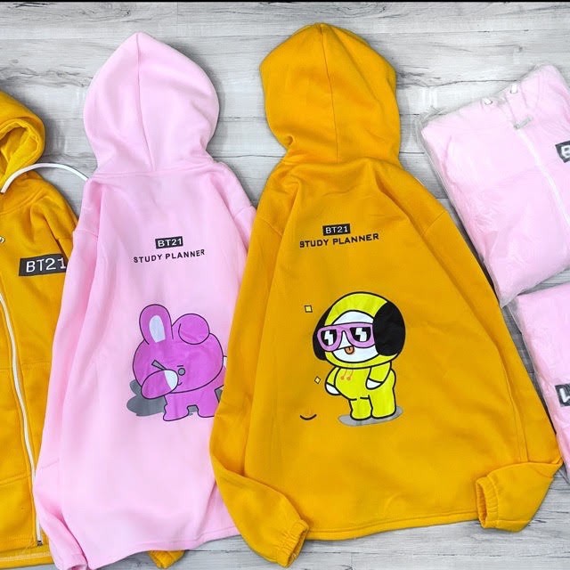 Áo khoác nỉ ngoại form rộng dây kéo BT21 siêu dễ thương có ảnh thật | BigBuy360 - bigbuy360.vn