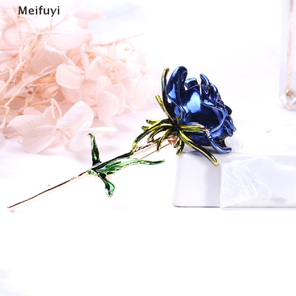 [Meifuyi] Fashion Enamel Rose Flower Lapel Brooch Scarf Pin Wedding Women Jewelry Gift COD