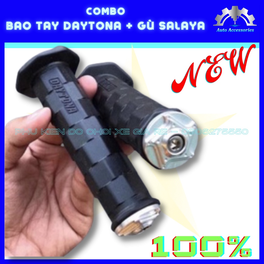 COMBO Bao Tay DAYTONA + GÙ SALAYA INOX 304, Lắp Thông Dụng cho tất cả các dòng xe - CÓ BÁN LẺ