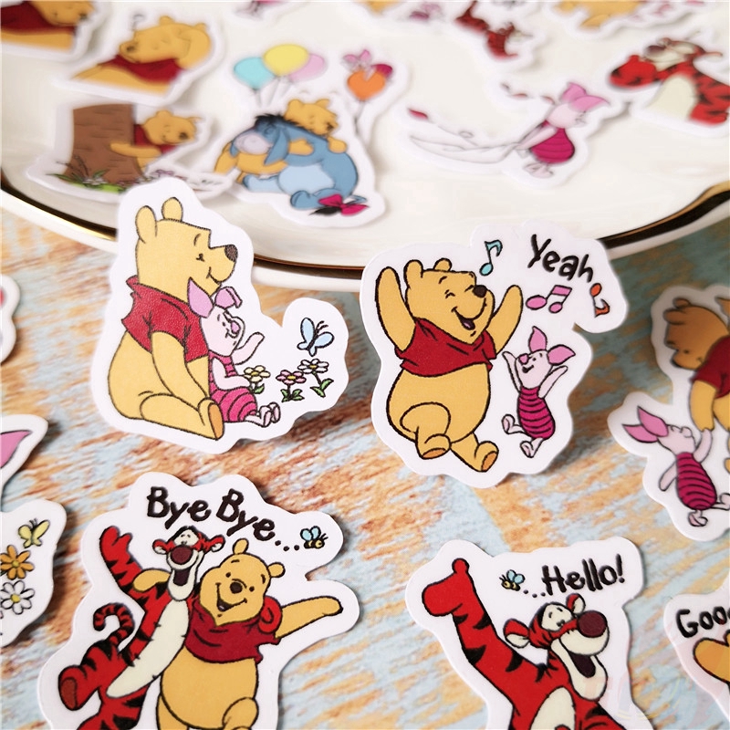 Bộ 40 miếng hình dán gấu Pooh - Disney hỗn hợp trang trí sổ tay DIY Q-4 MJ08059