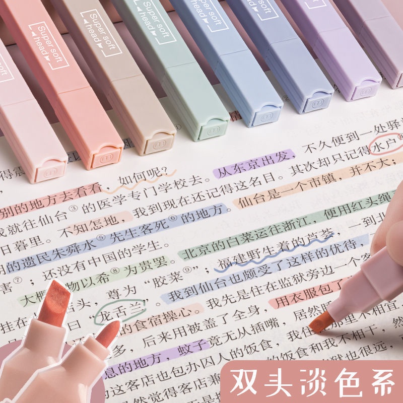 Bút Đánh Dấu Hai Đầu 6 Màu Sắc Tùy Chọn