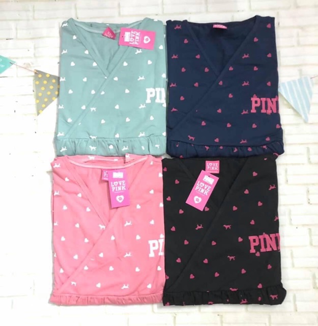 Bộ Pink bầu và sau sinh dài tay vạt chéo cho mẹ