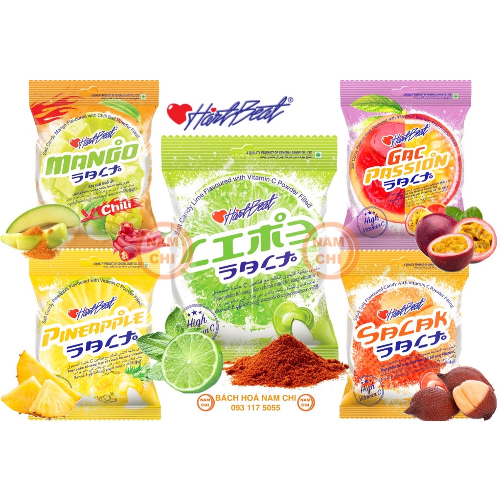 [GÓI 120G] Kẹo HARTBEAT Thái Lan Các Vị Trái Cây Chua Ngọt Thơm Ngon Bổ Sung Vitamin C Mỗi Ngày