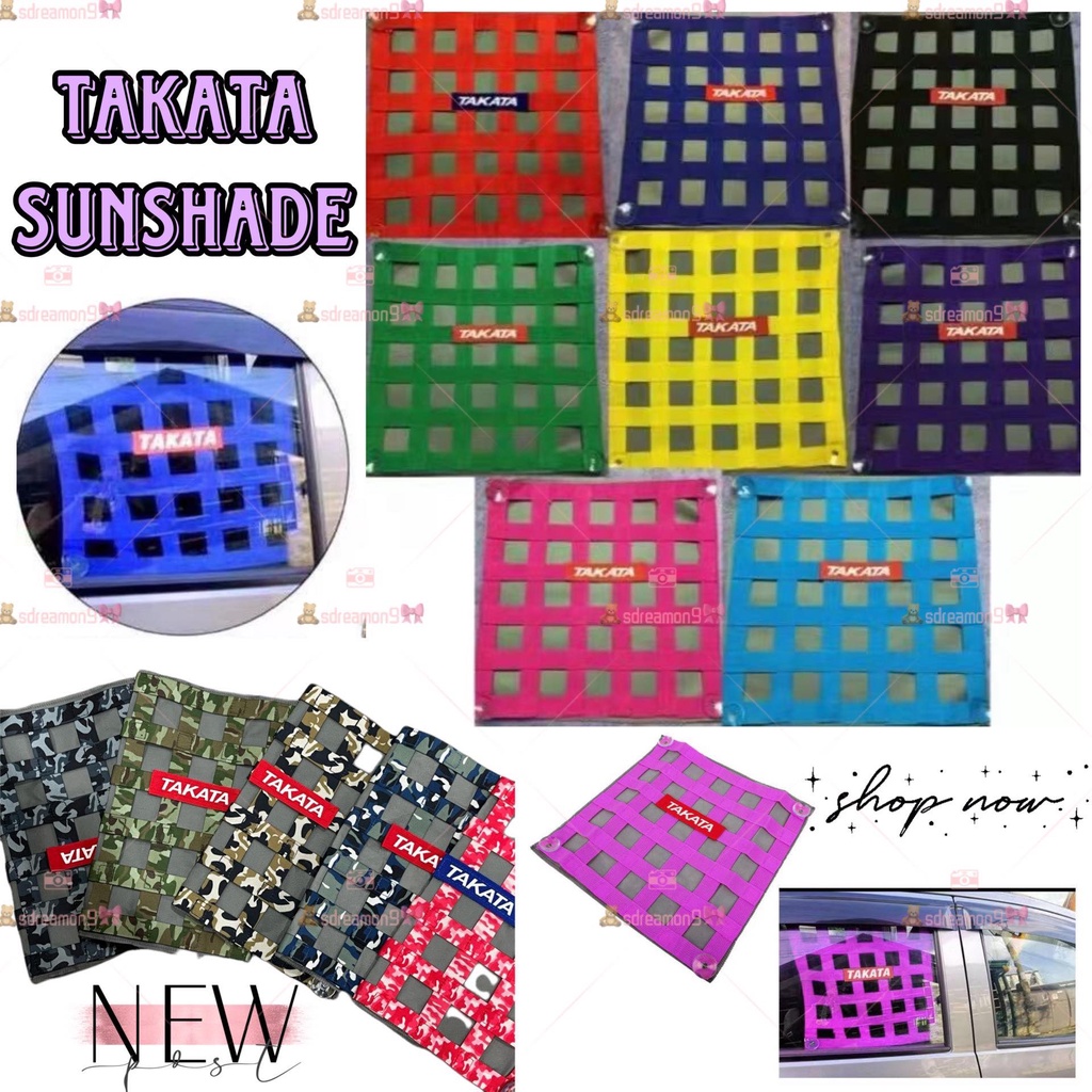 (READY STOCK !!!)UNIVERSAL TAKATA STYLE 34CM X 34CM GREEN RACING CAR WINDOW SAFETY NET DECOR SUNSHADE