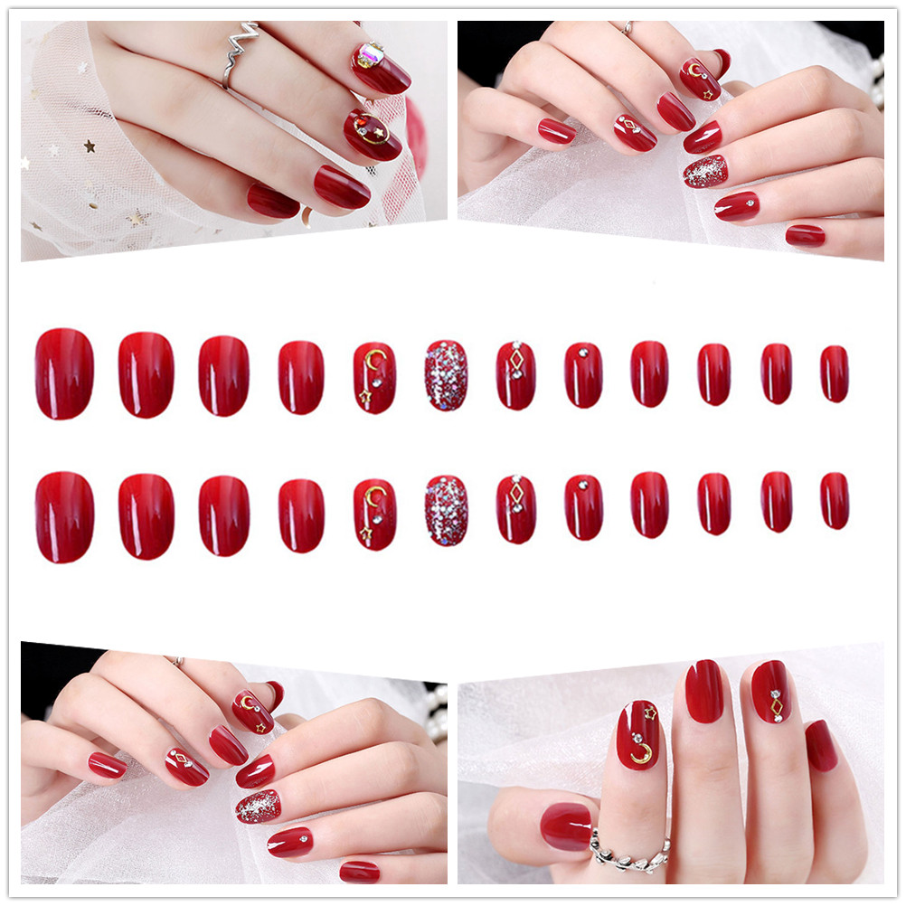 Set 24 móng tay giả SKJK trang trí dễ thương