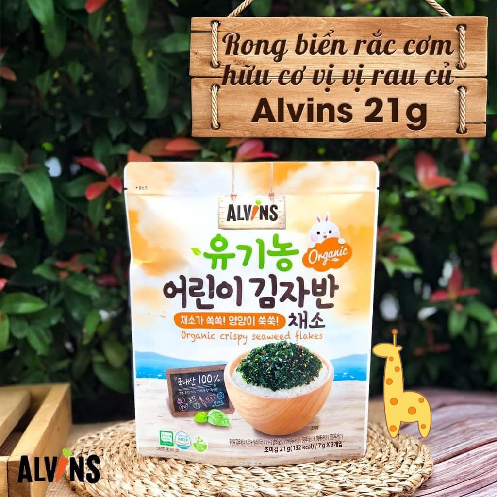 Rong Biển Rắc Cơm Hữu Cơ Alvins Hàn Quốc Cho Bé Ăn Dặm Bổ Sung Canxi DHA Vitamin Kích Thích Bé Ăn Ngon Miệng