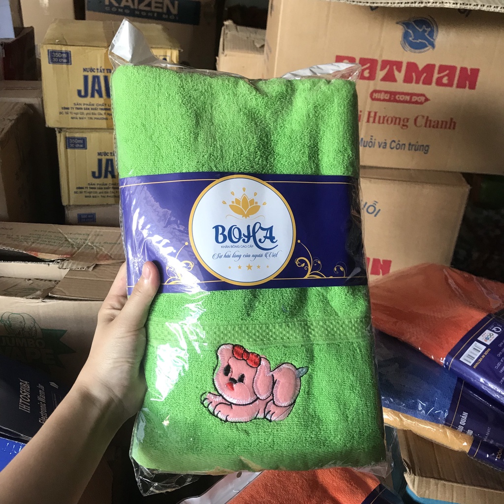 Khăn Tắm Thêu Hình Gấu 70x140cm Hàng Việt Nam Có Nhiều Màu