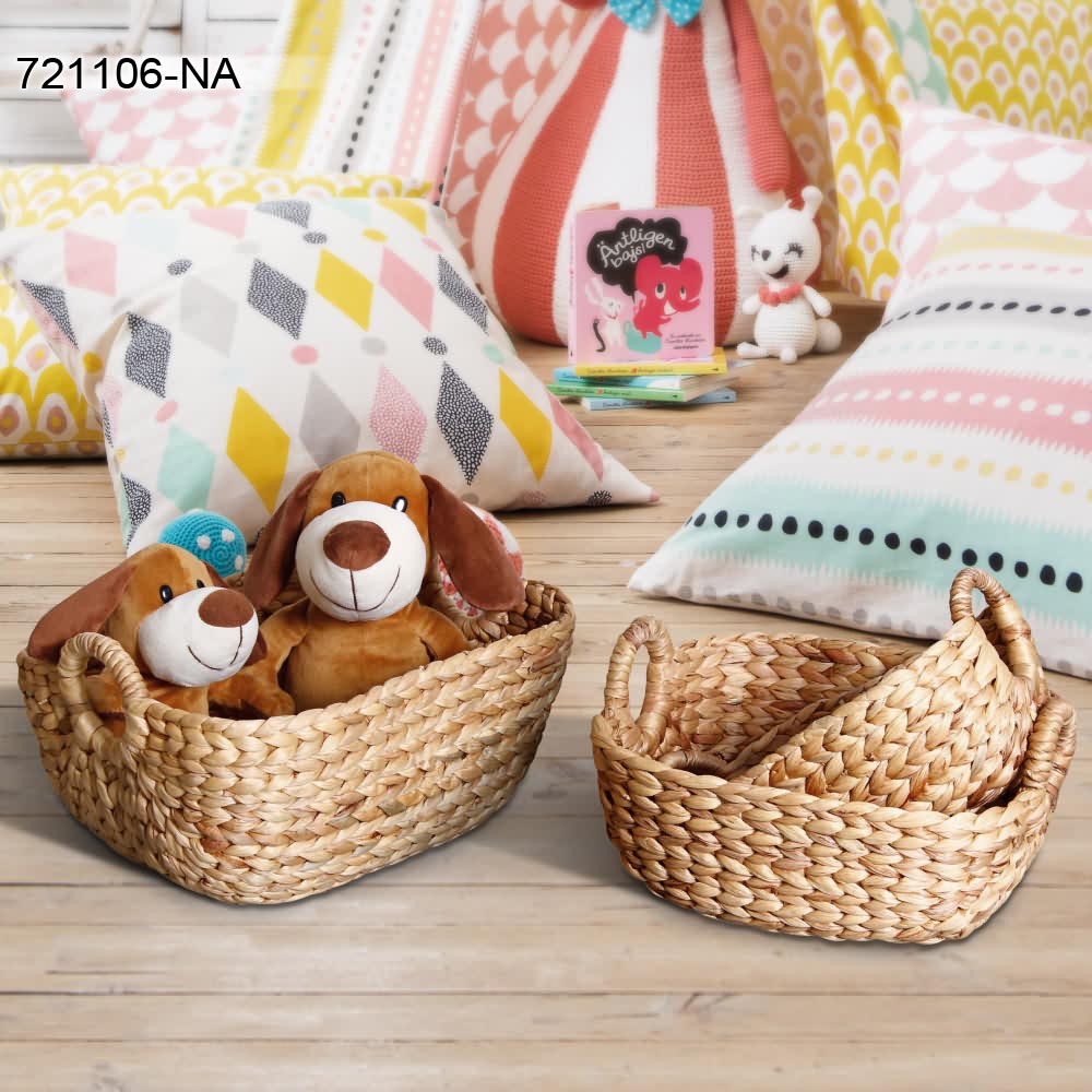 Set 3 khay đựng đồ hình thuyền đan lục bình
