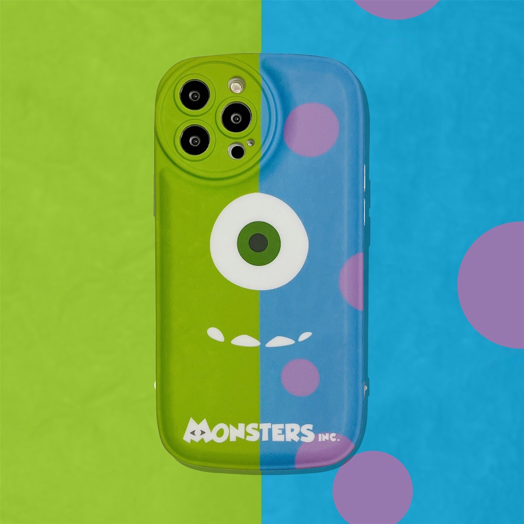 Ốp Điện Thoại Silicon TPU Mềm Hình Đôi Mắt Xanh Hoạt Hình Gắn Giá Đỡ Chống Sốc Bảo Vệ Ống Kính Máy Ảnh Cho iphone 11 12 13 Pro Max XS X XR