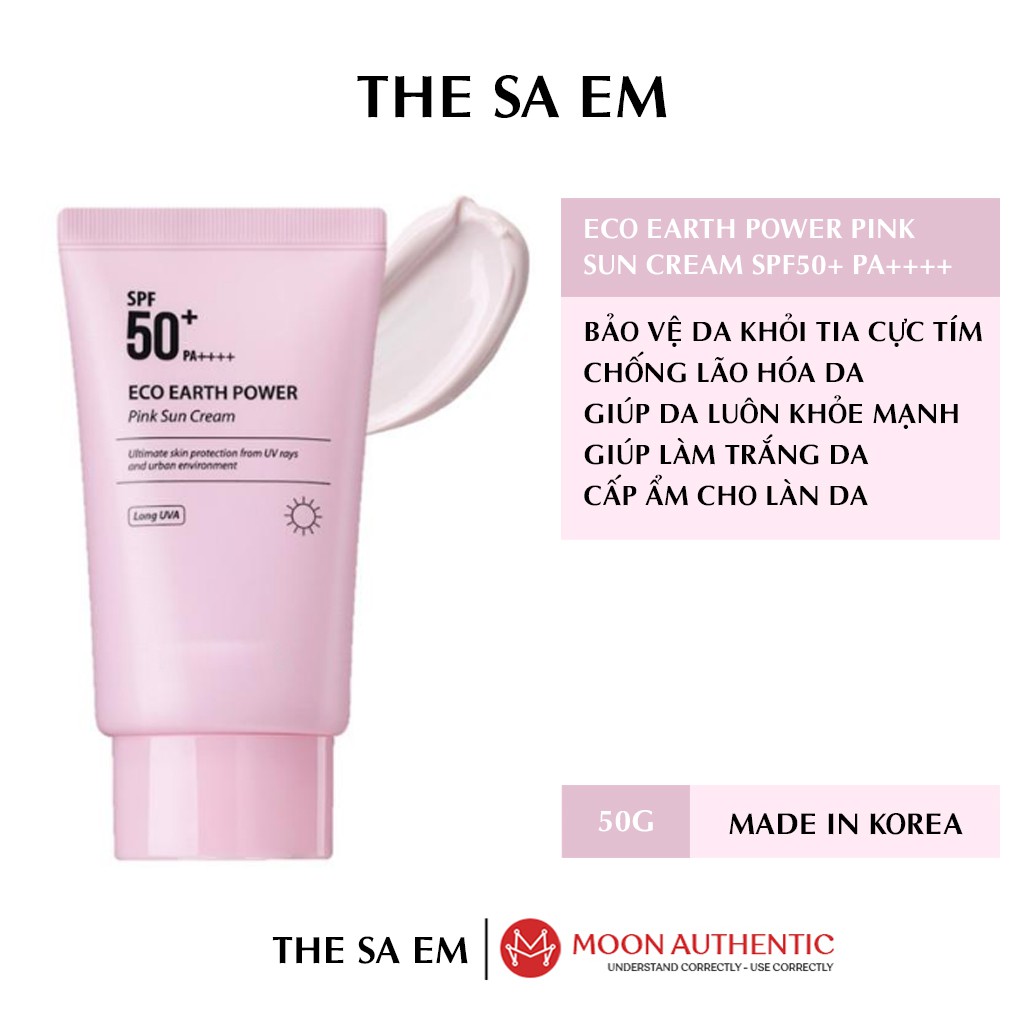 Kem Chống Nắng The Sa em Eco Earth Power Pink Sun Cream SPF50+ PA++++ 50ml