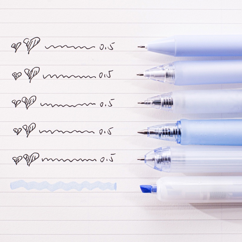 Set 6 Bút Mực Gel Ngòi 0.5mm Mực Đen Kiểu Dáng Dễ Thương