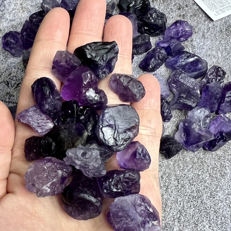 Đá thô Fluorite tím đậm sưu tầm, làm handmade, reiki, thanh tẩy, thiền định
