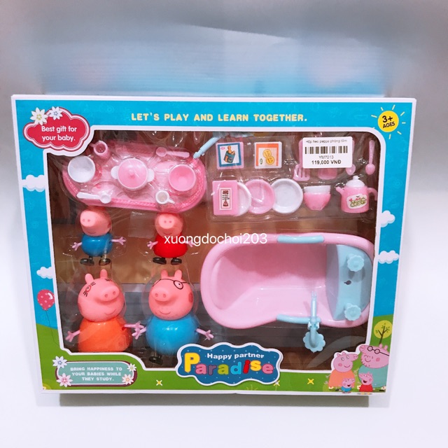 [Fs_50k] Hộp đồ chơi bếp ăn kèm bồn tắm heo peppa