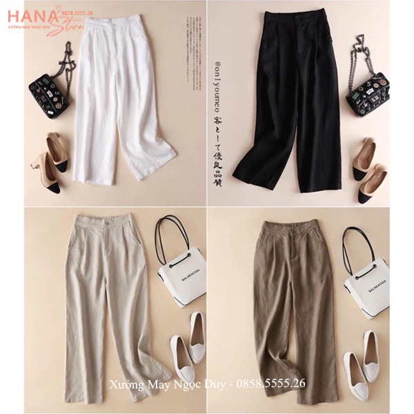 Quần đũi Nhật ống rộng dài - Quần Culottes đũi dáng dài ống rộng siêu Hot dáng suông cạp chun khóa thật siêu mát mùa Hè