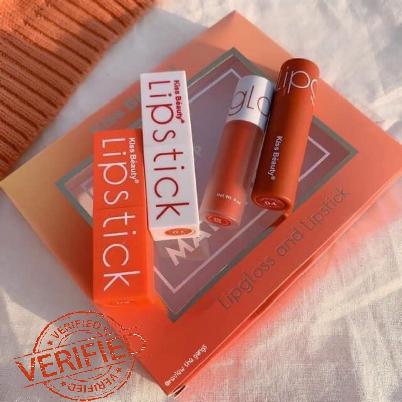 Set Son Môi Kiss Beauty 4 Cây Fullsize 💗 LIPSTICK 💗 MATTE ĐÀO | BigBuy360 - bigbuy360.vn