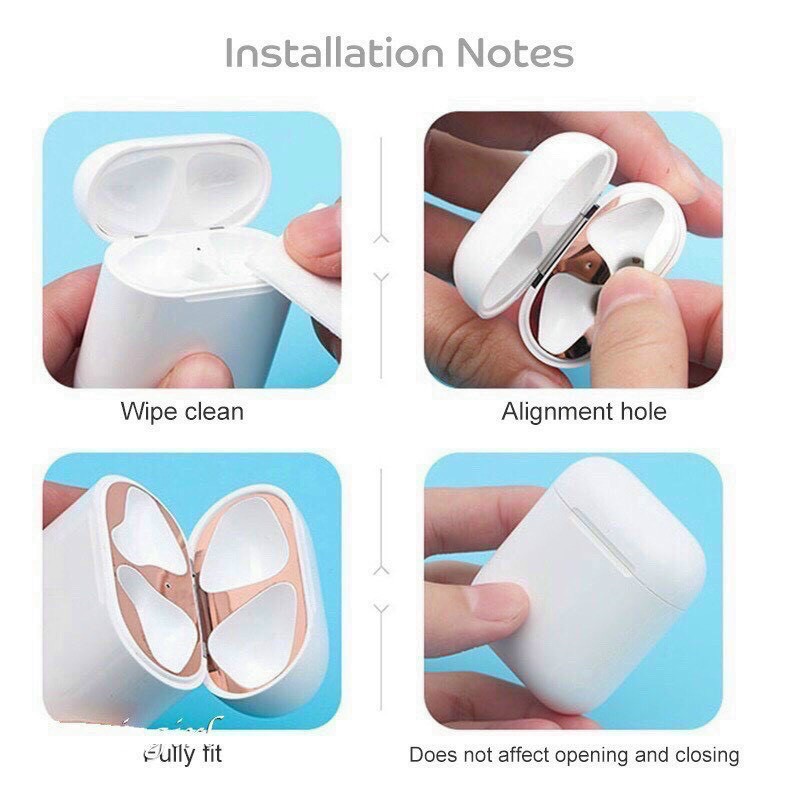 Miếng dán viền bảo vệ hộp sạc tai nghe chống bụi cho AirPods 1 2, AirPods Pro - Pee store