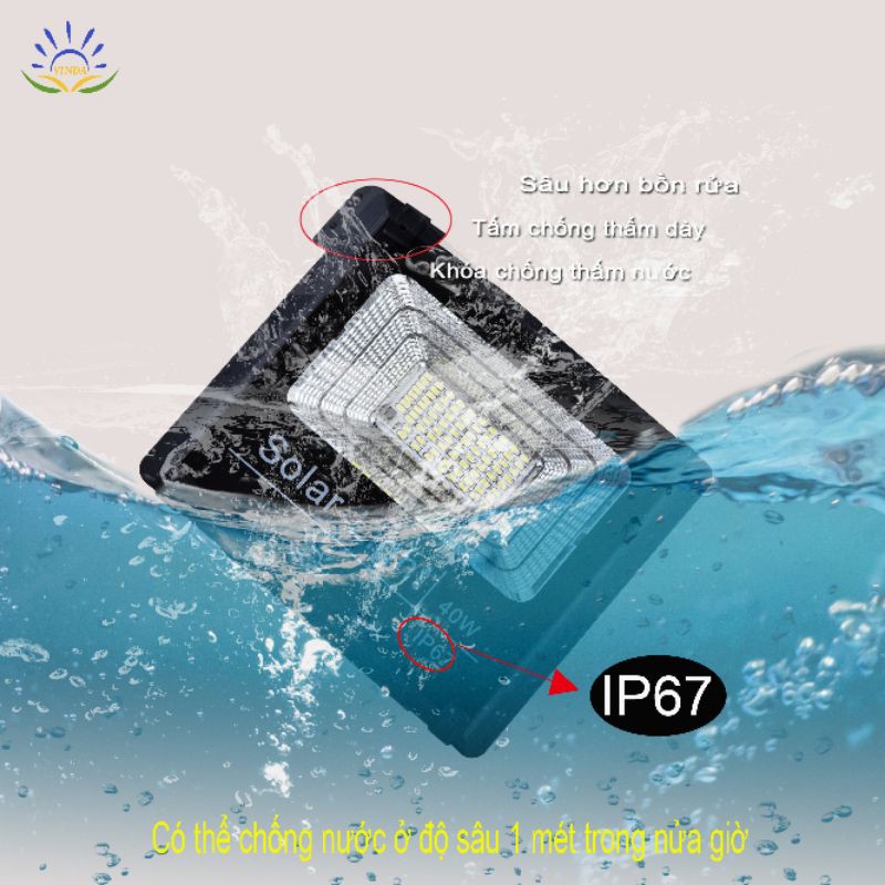 Đèn năng lượng mặt trời 40W -IP67 tích điện. Tiện dụng mỹ quạn. ,, chống nước. Chất lương tốt