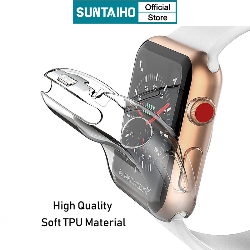 Vỏ Bảo Vệ Suntaiho Bằng TPU Trong Suốt Dành Cho Mặt Đồng Hồ Apple Watch 5 4 3 2 1 38 42 40 44MM