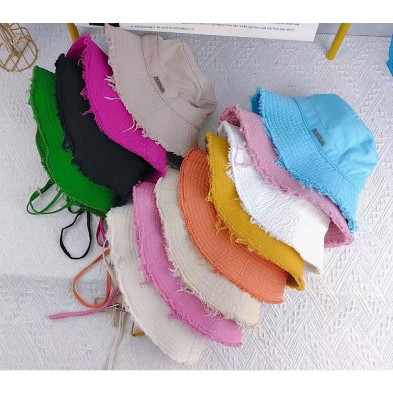 NÓN BUCKET JACQUEMUS Nón Vành Rộng Mũ bảo vệ chống nắng chất lượng cao Nhãn kim loại in