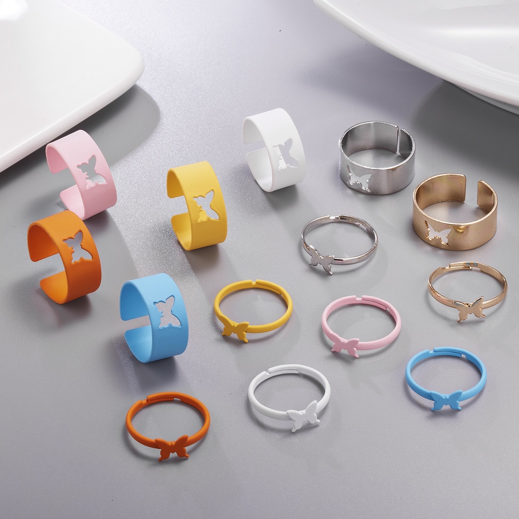 Bộ 2 nhẫn RINHOO FRIENDSHIP kiểu bướm dễ thương thời trang dành cho nữ