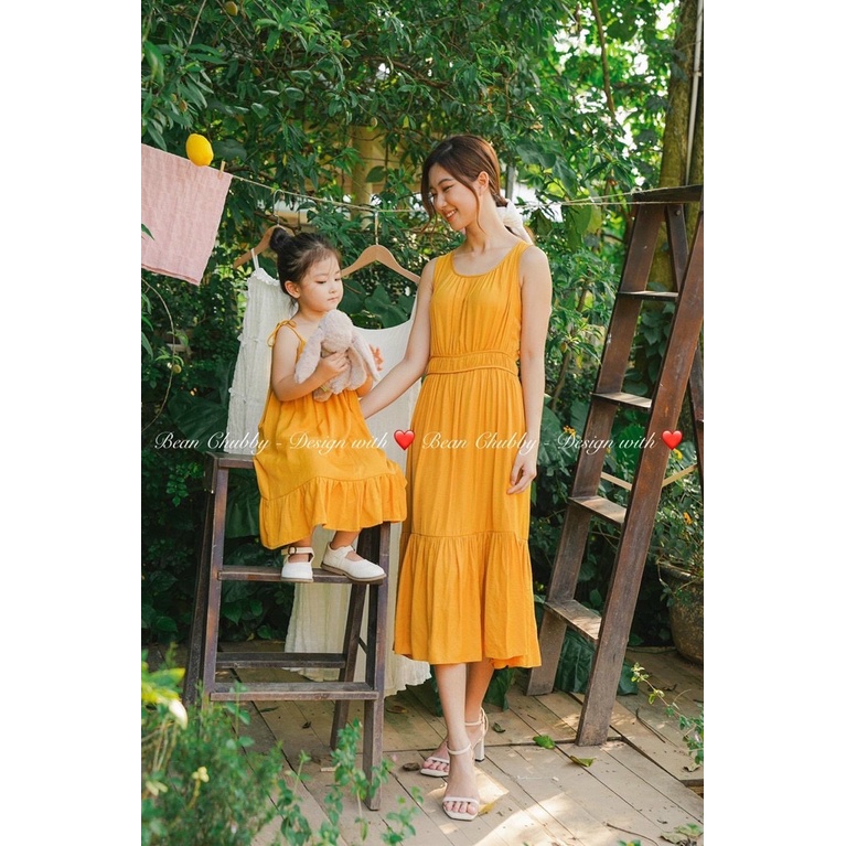 Váy 2 dây đầm 2 dây maxi đi biển Bean Chubby cho bé gái cho trẻ em từ 2,3,4,5,6,7,8,9,10 tuổi