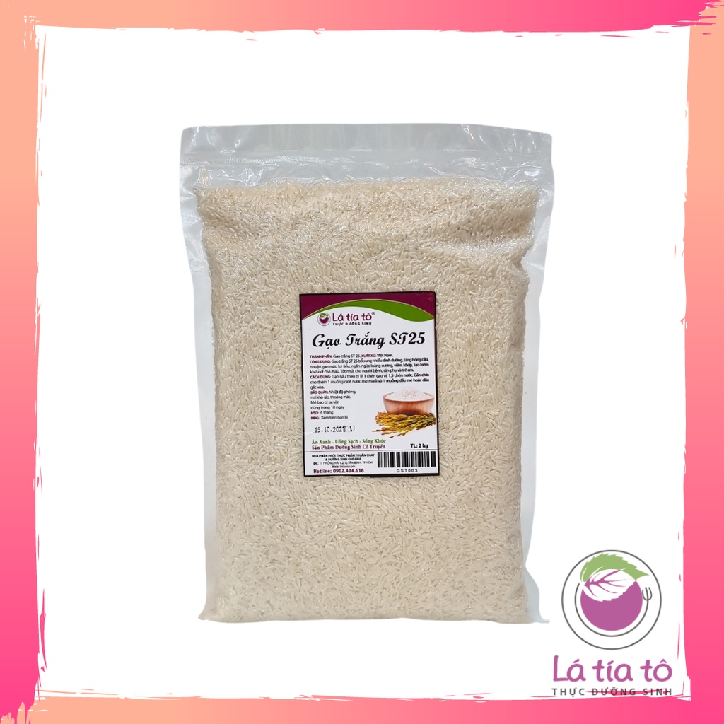 GẠO ST25 TRẮNG 2KG - LÁ TÍA TÔ