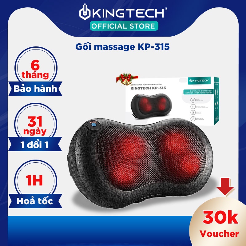 Gối Massage Nhiệt Hồng Ngoại KP-315 - 4 Bóng Xoay - Chuyên Sâu Cổ Vai Gáy - Chính Hãng KINGTECH - Bảo Hành 6 Tháng