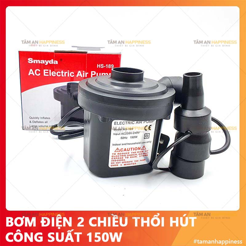 Bơm điện 2 chiều thổi hút, bơm phao bơi, nệm hơi, hút túi hút chân không đựng chăn, màn, quần áo.