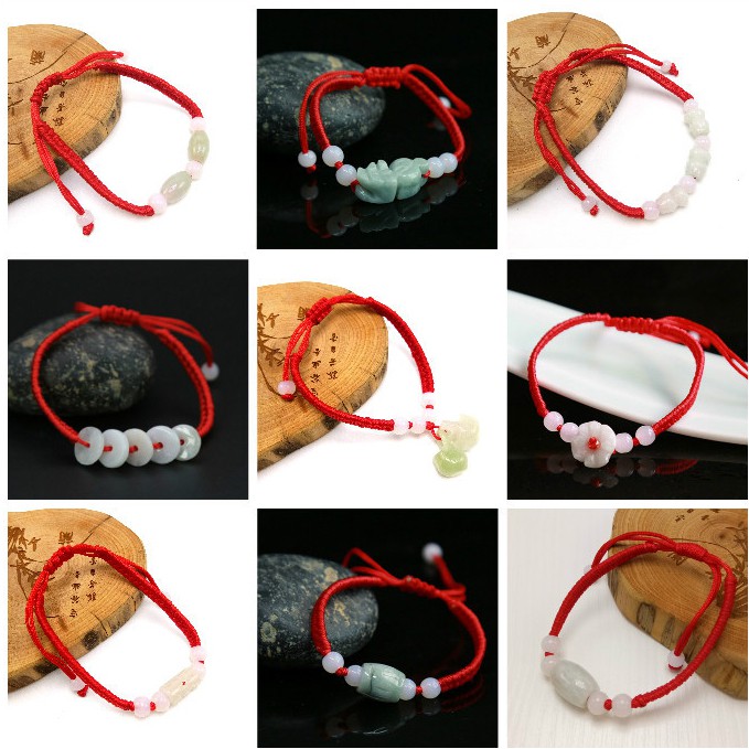 Vòng chỉ đỏ đính ngọc tự nhiên CD (Chọn mẫu)