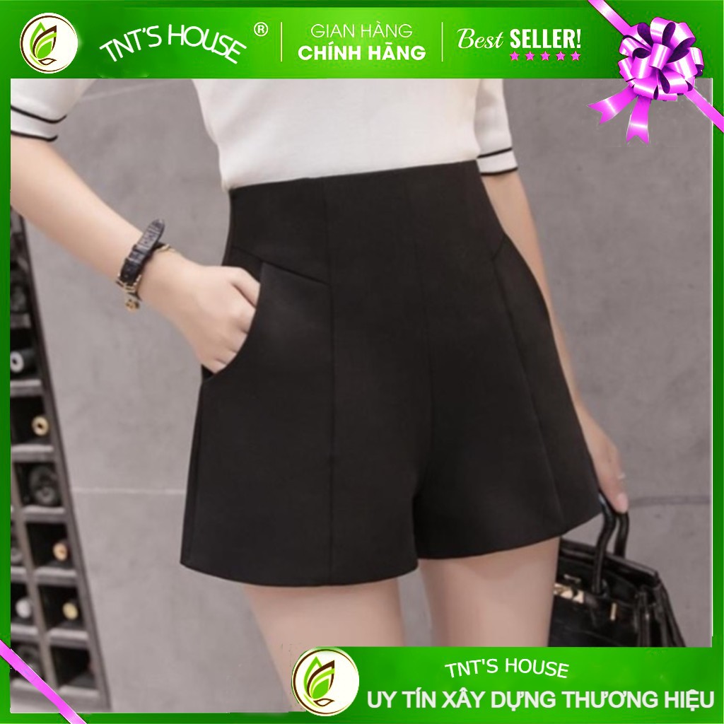 Quần Short Lưng Cao, Quần Sooc Nữ Ngắn Cạp Cao Kiểu Trơn Khoá Kéo Sau Màu Đen/Trắng/Be | BigBuy360 - bigbuy360.vn