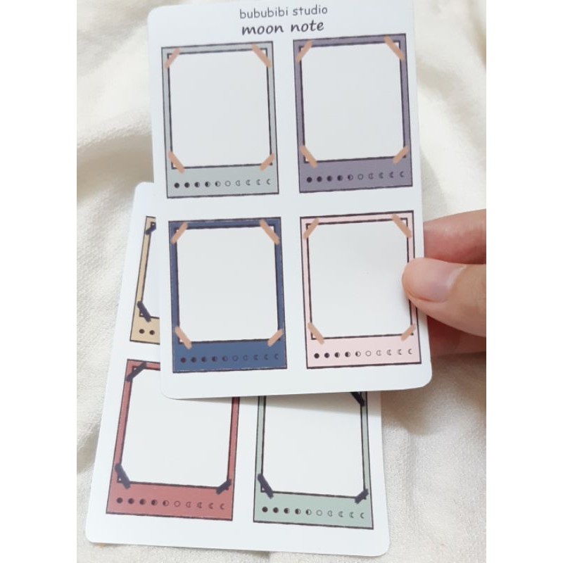 Tờ sticker hình giấy note dùng trang trí sổ bullet journal/ planner: trăng khuyết