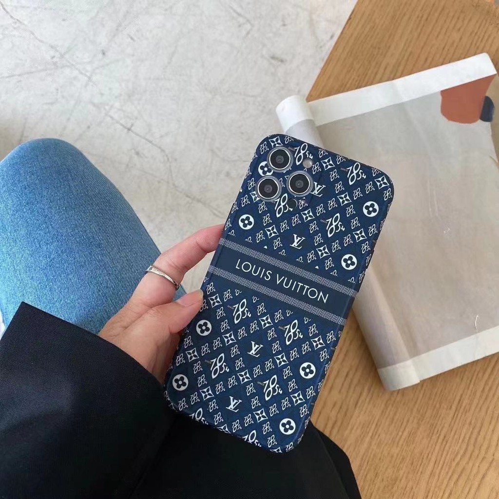 Ốp Điện Thoại Vải Denim Xanh In Logo Lv Sang Trọng 2021lv I12pro Iphone11 Xr I7 Ix Xs Max