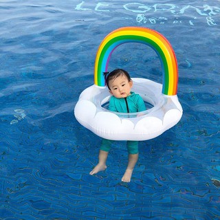 (RẺ VÔ ĐỊCH) PHAO BƠI CẦU VỒNG CÓ LÓT GHẾ AN TOÀN CHO BÉ YÊU (KT : 60x24x55cm)